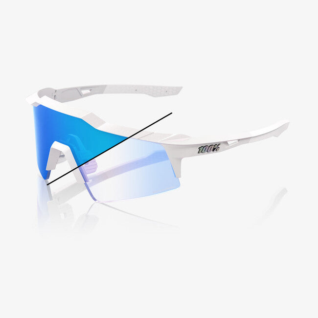 100% Speedcraft SL Sunglasses, Bastille LE - Pearl White Glitter - Blue Mirror Photochromic