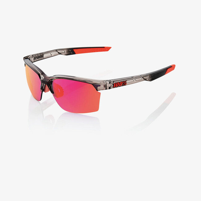100% Sportcoupe Sunglasses, Polished Translucent Crystal Smoke, Purple Multilayer Mirror Lens