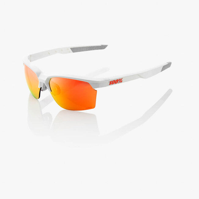 100% Sportcoupe Sunglasses, Soft Tact White, HiPER Red Multilayer Mirror Lens