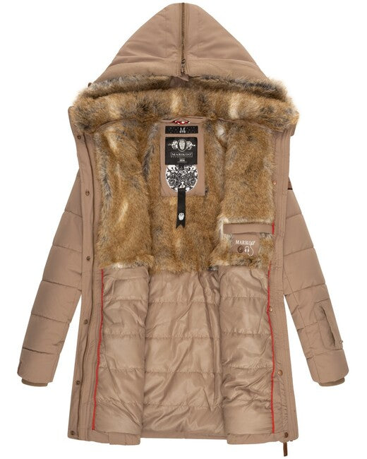 Marikoo LIEBLINGS JACKE women's winter hooded jacket, Taupe