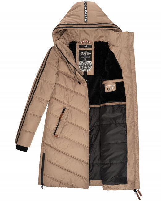Marikoo ARMASA women's winter jacket, Taupe grey