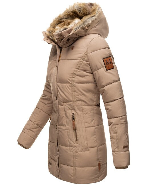 Marikoo LIEBLINGS JACKE women's winter hooded jacket, Taupe