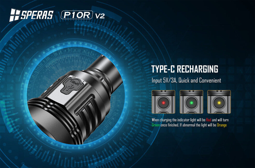 Speras Nabíjateľná LED baterka P10R V2 10000LM
