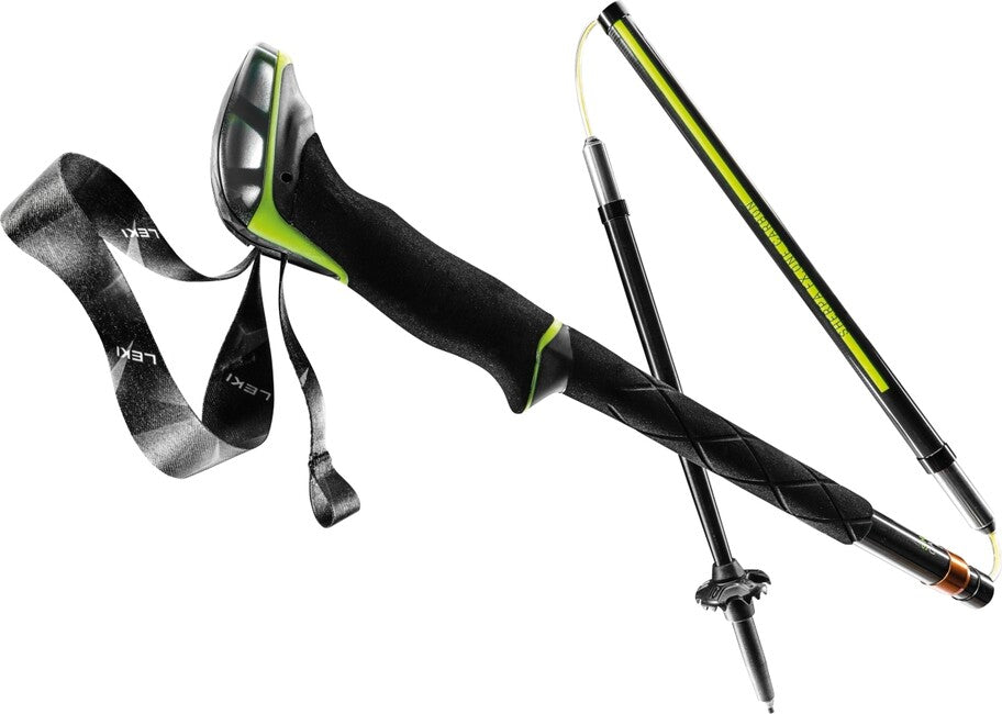 LEKI Sherpa FX.One Carbon Trekking Poles, Natural Carbon-Neon Yellow-White