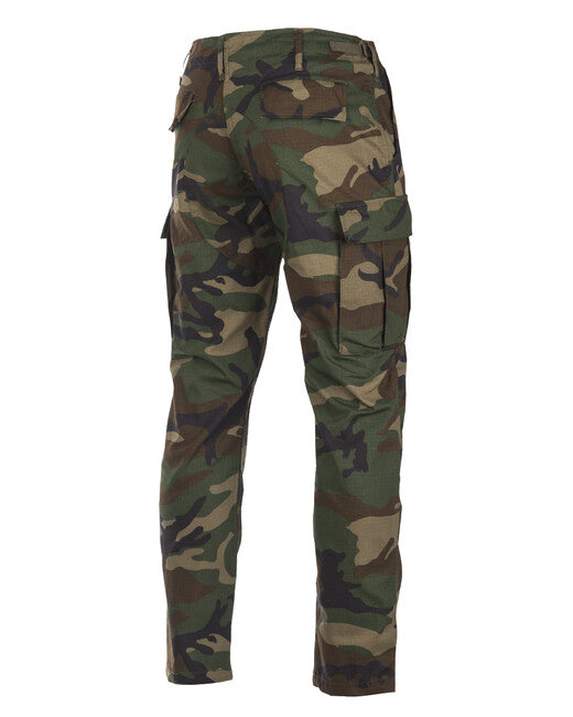 Mil-Tec US BDU SLIM FIT Field Trousers, Woodland Rip-Stop