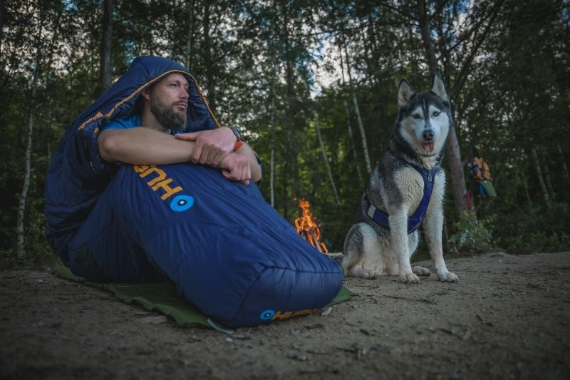 HUSKY Enjoy Long Sleeping Bag, Navy Blue Orange
