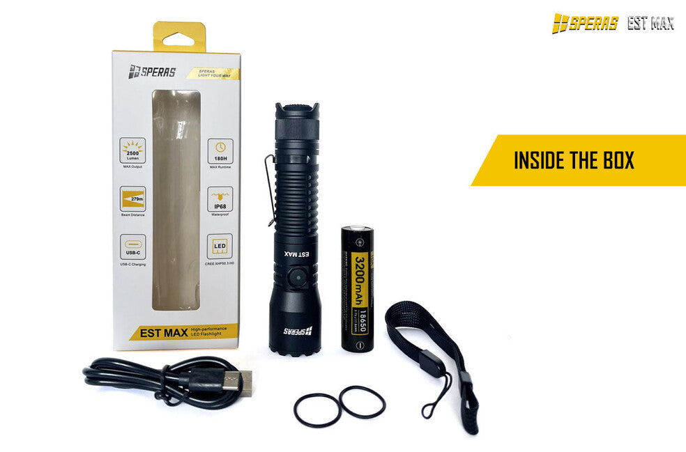 Speras Professional Tactical Flashlight EST Max 2500LM 279m