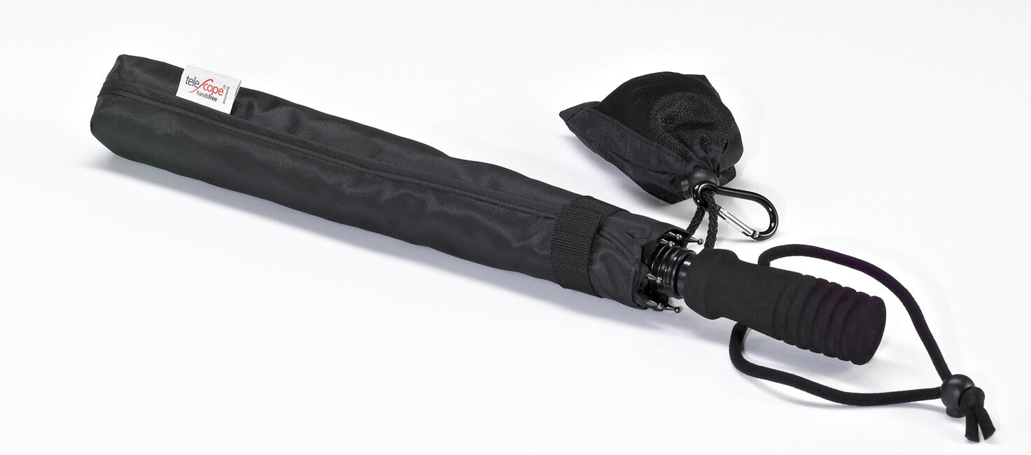 EuroSchirm Telescope Handsfree UV Trekking Umbrella with Backpack Mount, Black Reflective