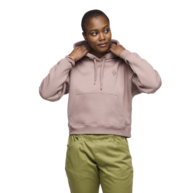 Black Diamond Women's Crop Hoodie, Pale Mauve