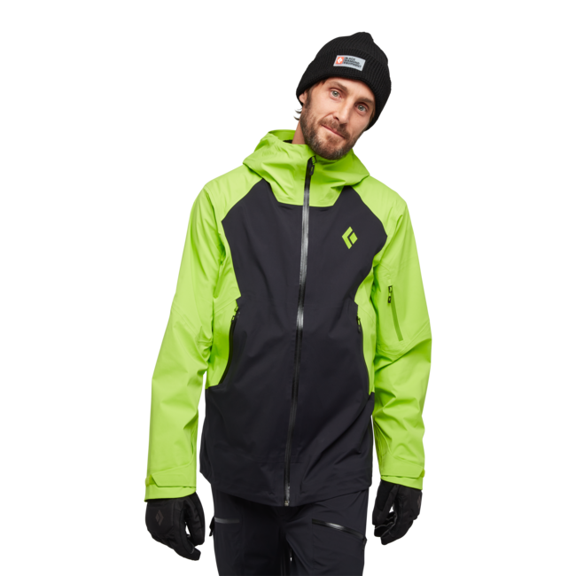 Black Diamond Women's Recon Lt Men's Stretch Shell Ski Jacket, Black-Lime Green