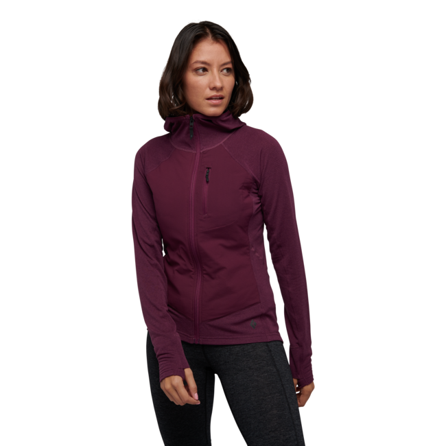 Black Diamond Coefficient Lt Hybrid Women's Fleece Hoodie, Blackberry