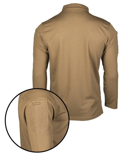 Mil-Tec Tactical Polo Shirt Long Sleeve, Dark Coyote