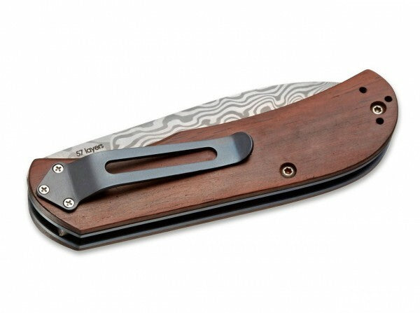 Böker Exskelibur II Pocket Knife, 7 cm, Damascus, Cocobolo Wood