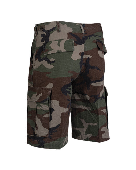 Mil-Tec US BDU Rip-Stop Shorts, Woodland Prewashed