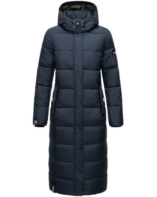 Navahoo Women's Long Winter Jacket with Hood Isalie, Navy Blue