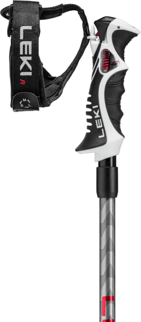 LEKI Hot Shot S Ski Poles, Black Anodized-Grey Anodized-Bright Red
