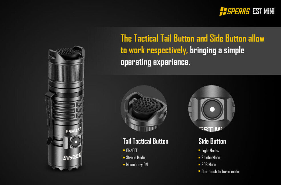 Speras EST Mini Rechargeable Tactical Flashlight 1900LM 211m
