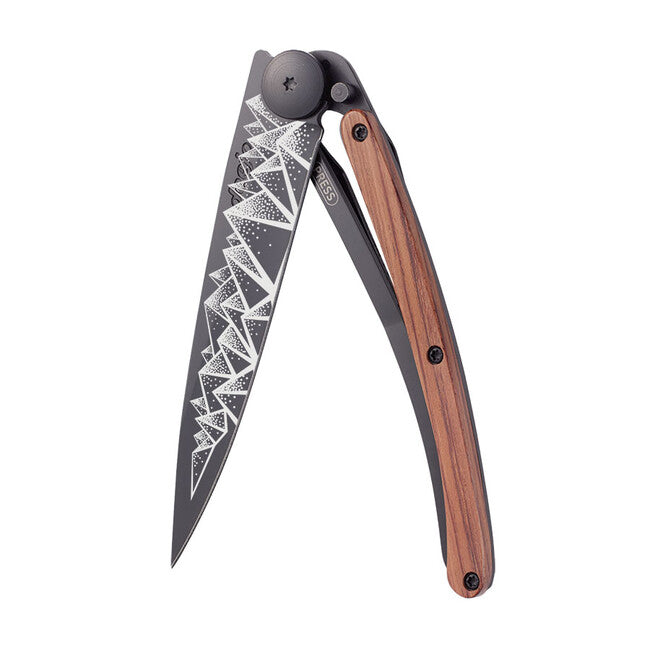 Deejo Tattoo Trek Folding Knife, Black Coralwood