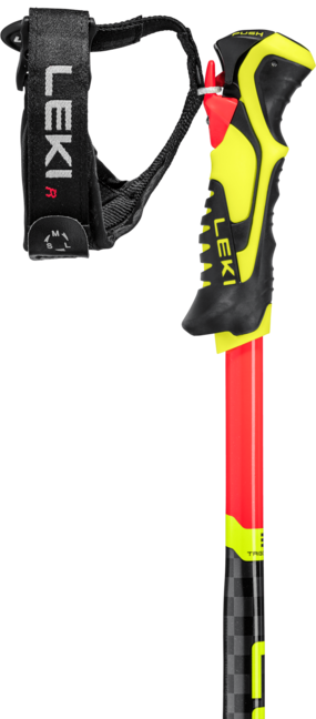 LEKI WCR Lite SL 3D Ski Poles, Bright Red-Black-Neon Yellow