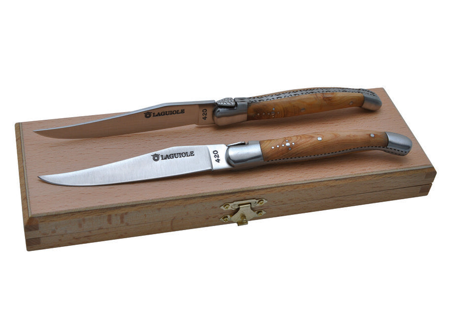 Laguiole DUB127 Steak Knife Set with Juniper Wood Handle