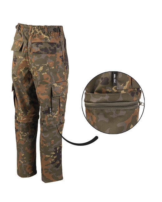Mil-Tec BDU ZIP-OFF Pants, Children's, Flecktarn
