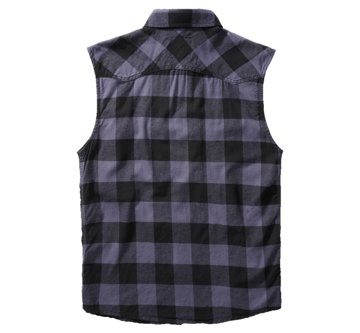 Brandit Check Sleeveless Shirt, Black Grey