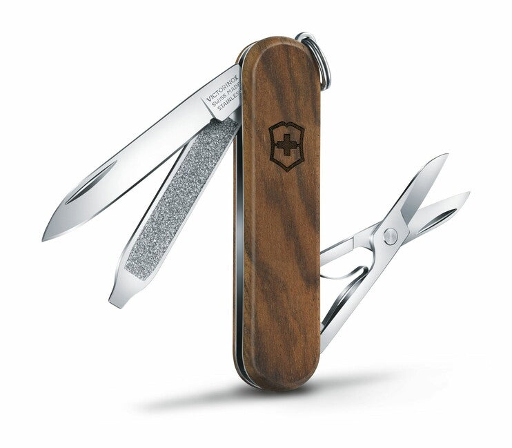 Victorinox Classic SD Wood Multitool, 58mm, Walnut Wood Knife, 5 Functions