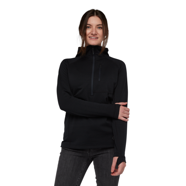 Black Diamond Coefficient Women's Fleece Hoodie, Black