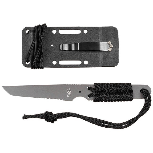 Fox Outdoor Action I Knife, Black, Wrapped Handle, with Sheath