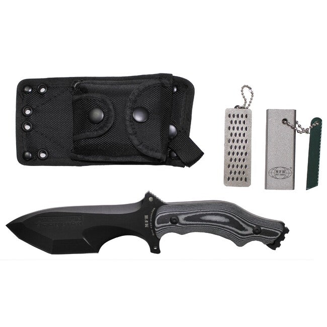 MFH Operation Scorpion Knife, Black, Micarta Handle, with Sheath