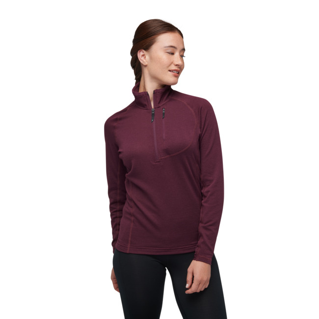 Black Diamond Women's Coefficient Lt Long Sleeve Zip Shirt, Blackberry