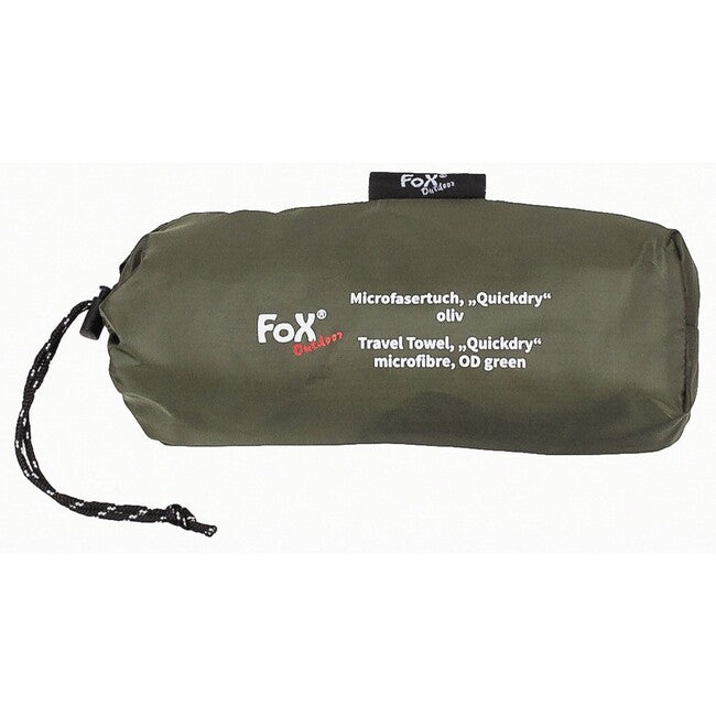 Fox Outdoor Quickdry Travel Towel, Microfiber, Olive Green, Approx. 130 x 80 cm