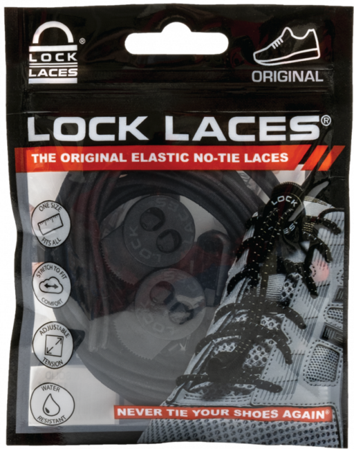 Lock Laces Shoelaces, Black Solid