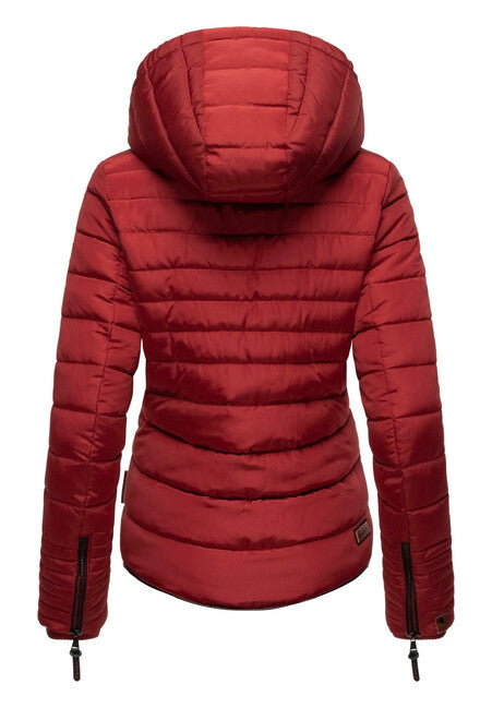 Marikoo Women's Winter Jacket Amber with Hood, Blood Red