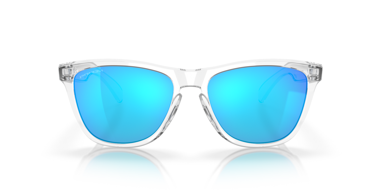 Oakley Frogskins Sunglasses, Crystal Clear Frame, Prizm Sapphire Iridium Lenses, 55