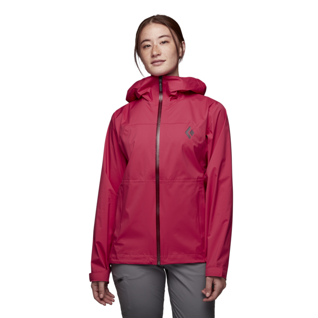 Black Diamond Women's Waterproof Jacket Stormline Stretch Rain Shell, Pomegranate