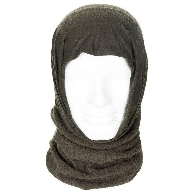 MFH Fleece Neck Warmer with Head Cover, OD Green
