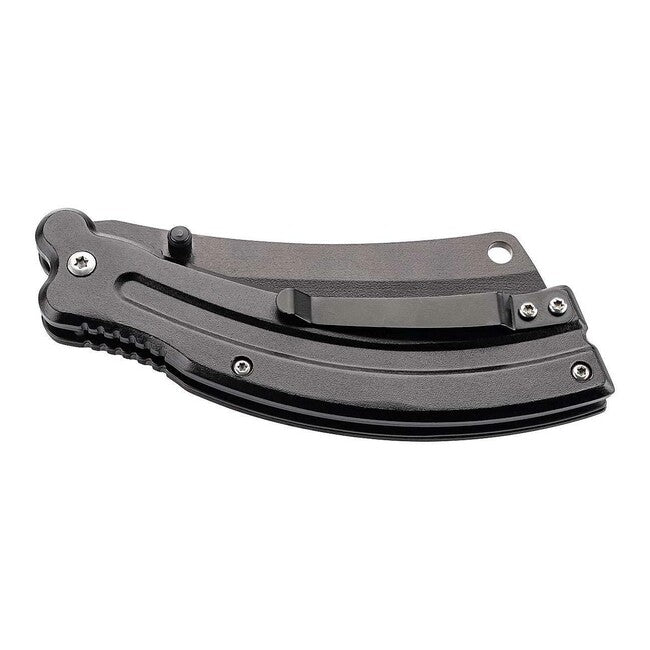 Herbertz One-Hand Folding Knife 8.5cm, Aluminum, Black-Green, 3D Skull