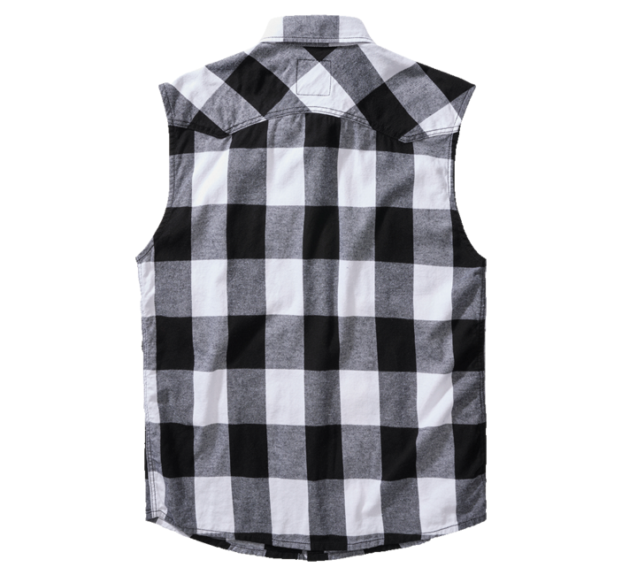 Brandit Check Sleeveless Shirt, White Black