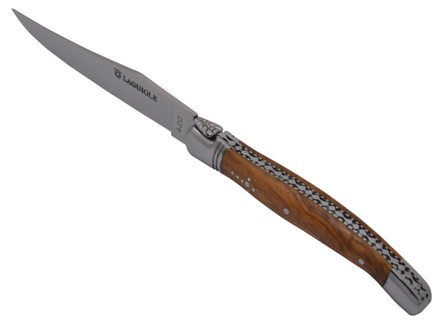 Laguiole DUB101 Steak Knife, 11.5cm Blade, 420 Steel, Olive Wood Handle
