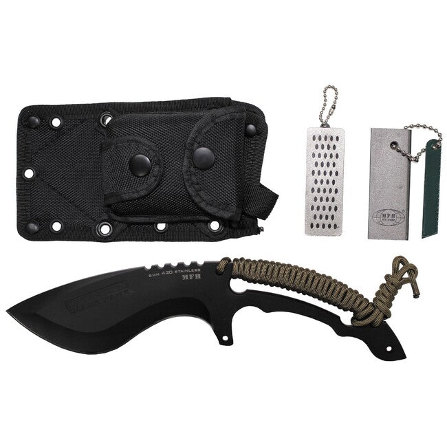 MFH Operation Black Hawk Knife, Black, with Sheath