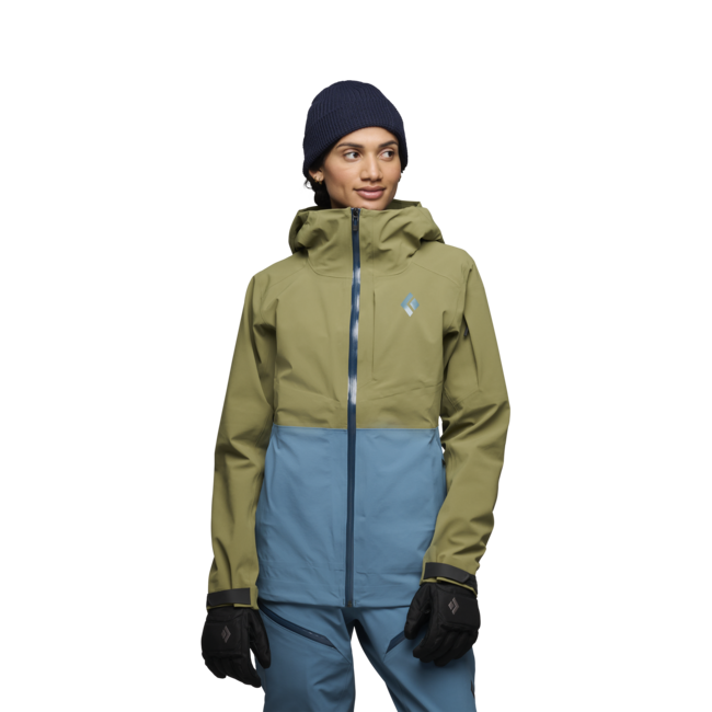 Black Diamond Women's Recon Stretch Ski Shell, Crag Green-Creek Blue