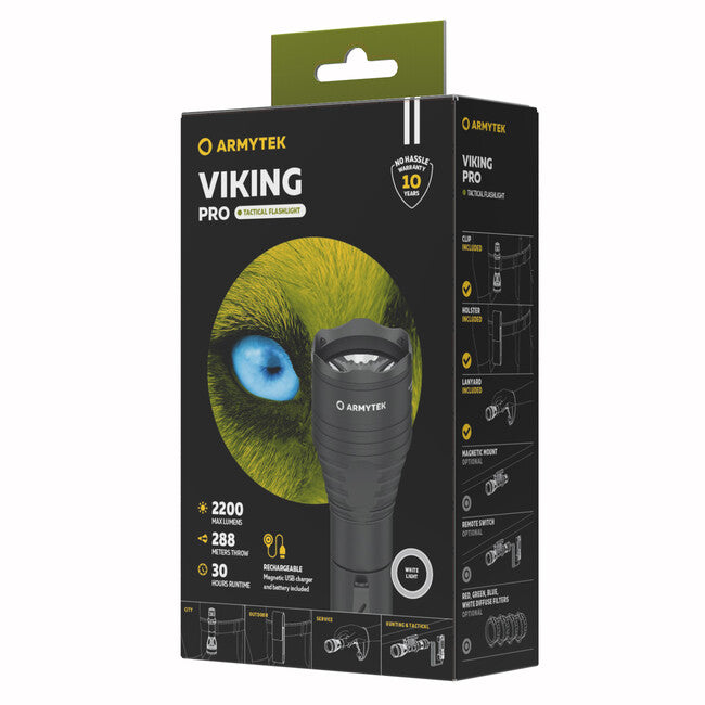 Armytek Viking Pro White LED Flashlight, Battery Powered, 2050 lm, 136 g
