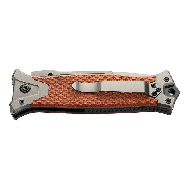 Herbertz Rattan Single-Hand Pocket Knife 9.7cm, CNC Milled Rattan, Stainless Steel Fittings