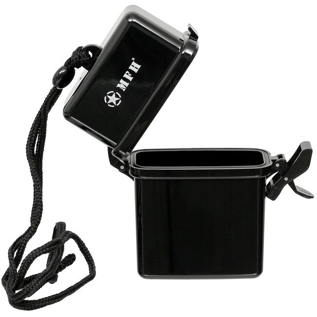 MFH Waterproof Plastic Box with Neck Strap, Black