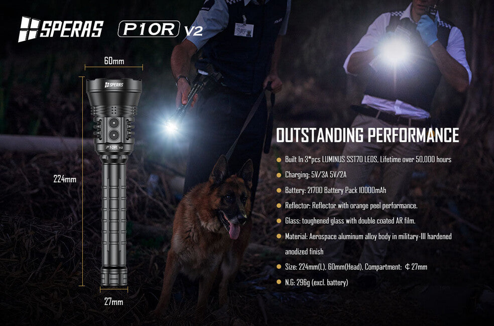 Speras Nabíjateľná LED baterka P10R V2 10000LM