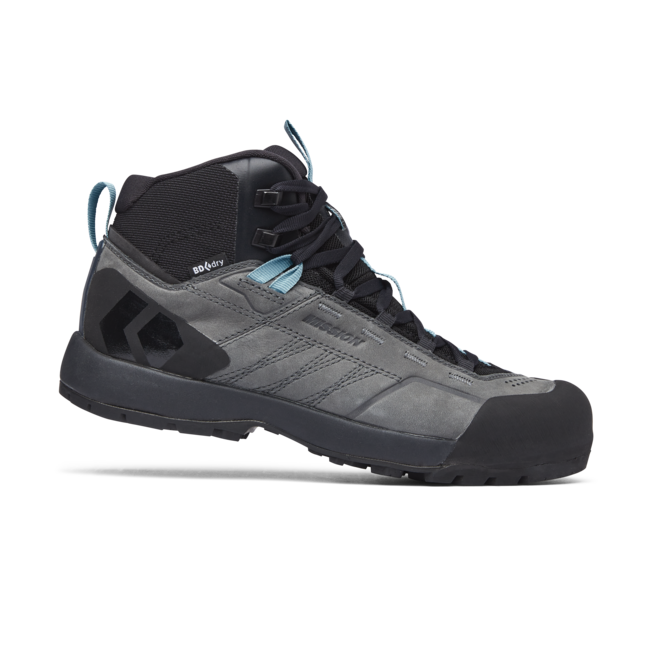 Black Diamond Women's Mission Mid Waterproof Approach Leather Shoes, Steel Grey-Coastal Blue