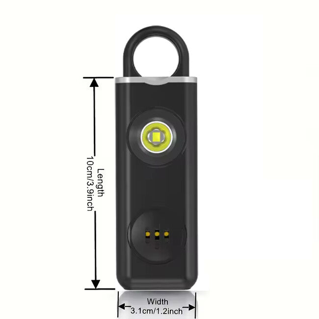 W&G SHIELD SOS Personal Alarm with LED Light and Pull Ring, Black