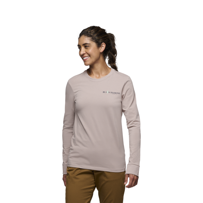 Black Diamond Dámske tričko s dlhým rukávom Heritage Wordmark, pale mauve