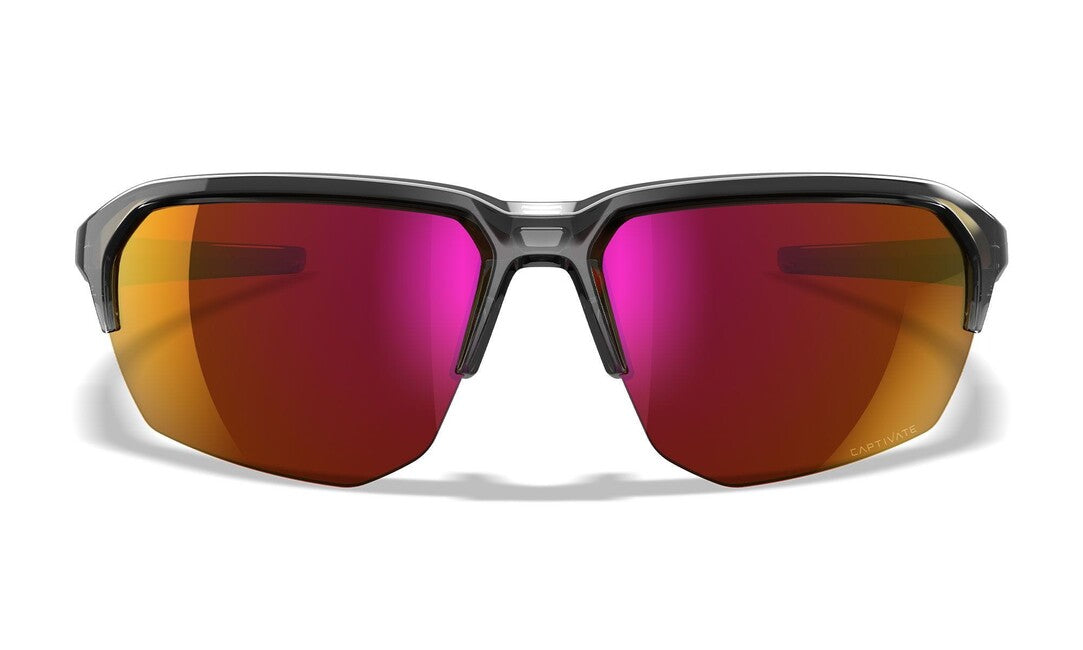 Wiley X Jakl Sunglasses, Captivate Red Mirror/Gloss Crystal Grey